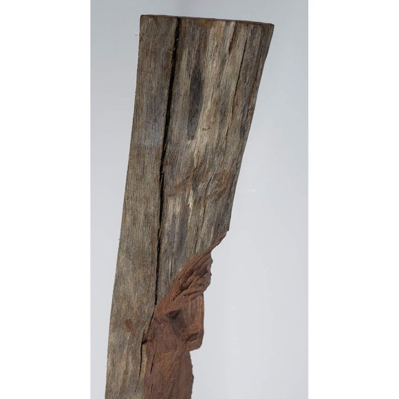 Wood Carved Tree Spirit Forest Gnome Wizard Bearded Man Folk Art 18" - Picture 7 of 9